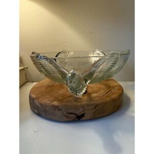 Vintage Jeanette Glass Flying Pheasant  3 Footed Serving or Fruit Bowl